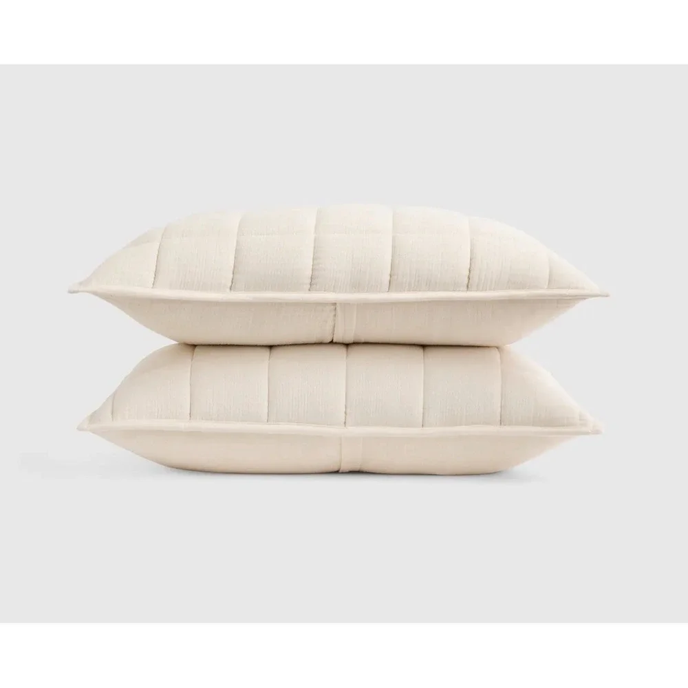 NWOT Quince Undyed 100% Cotton Airy Gauze Box Quilt Set Of 2‎ King Shams Organic